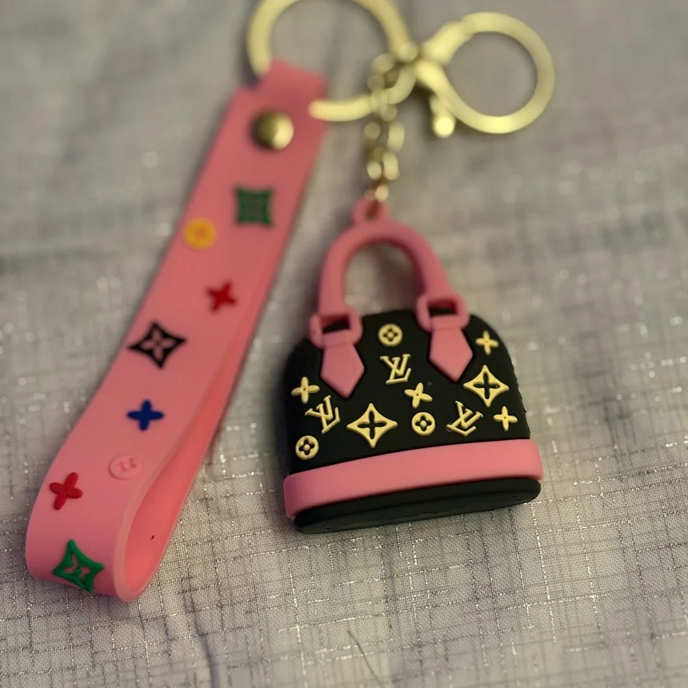 Fashion Pink and Black Keychain